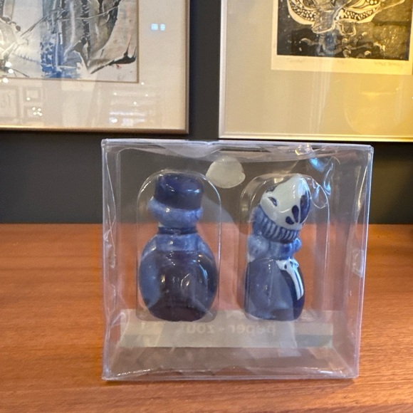 Vintage Blue & White Ceramic Dutch Boy & Girl Salt & Pepper In Original Packing - Picture 5 of 7